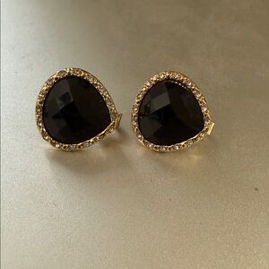 Monet clip on black stone and crystals beautiful earrings. Never worn